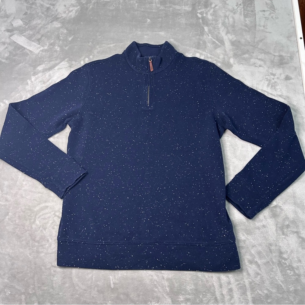Lands End 1/4 Zip Sweater Sweatshirt Mens L/T L Tall Blue Outdoor Hiking Preppy